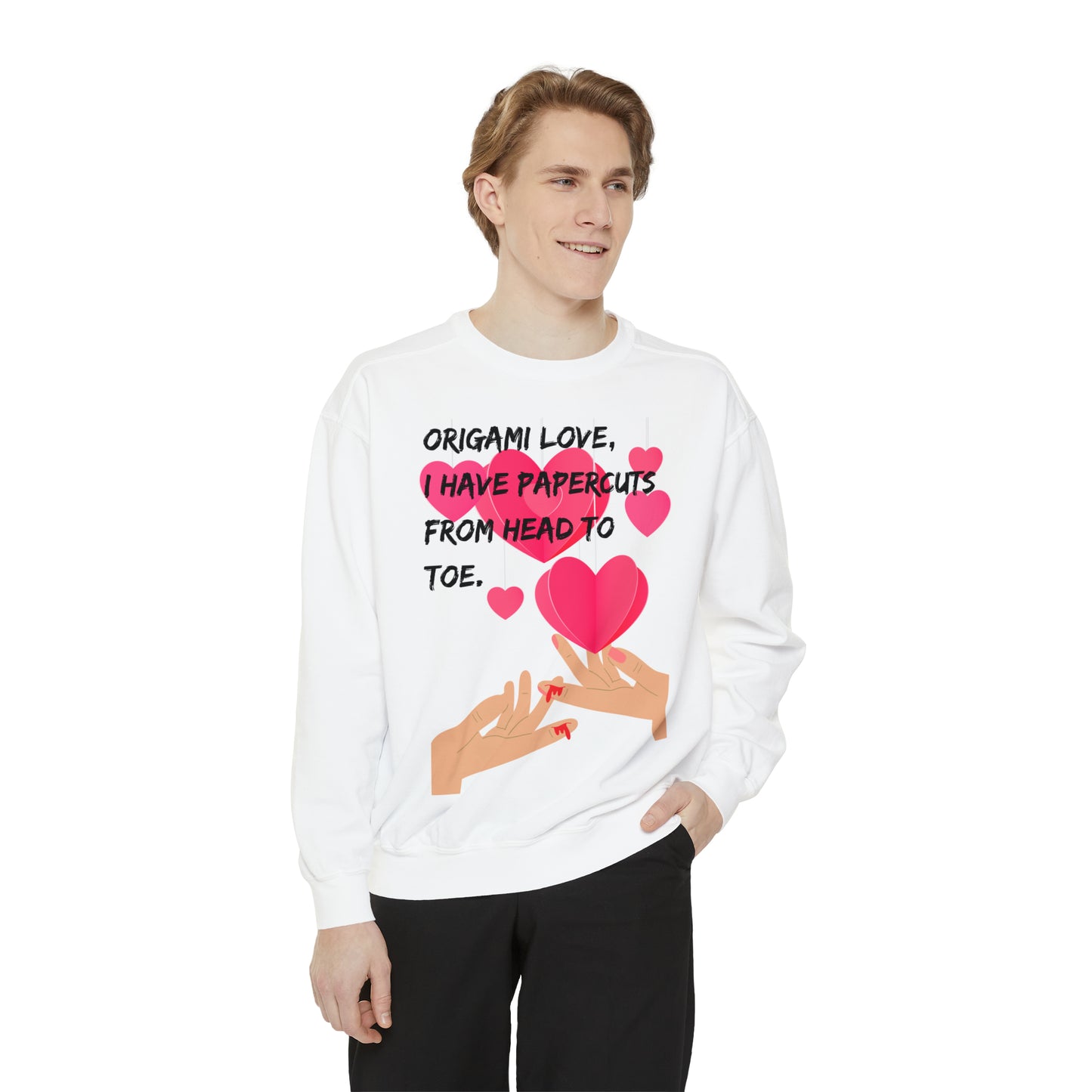 ORIGAME LOVE  Unisex Garment-Dyed Sweatshirt