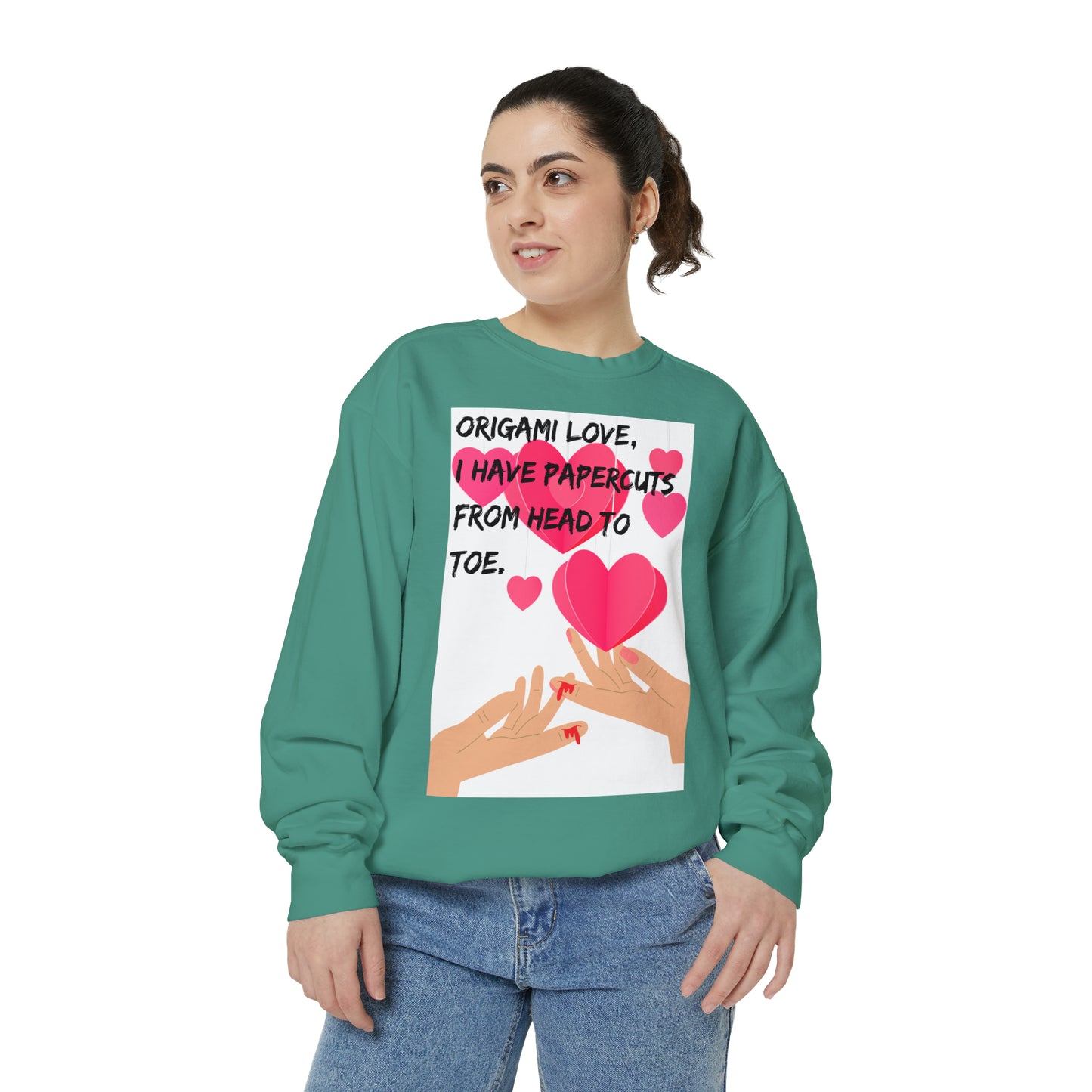 ORIGAME LOVE  Unisex Garment-Dyed Sweatshirt
