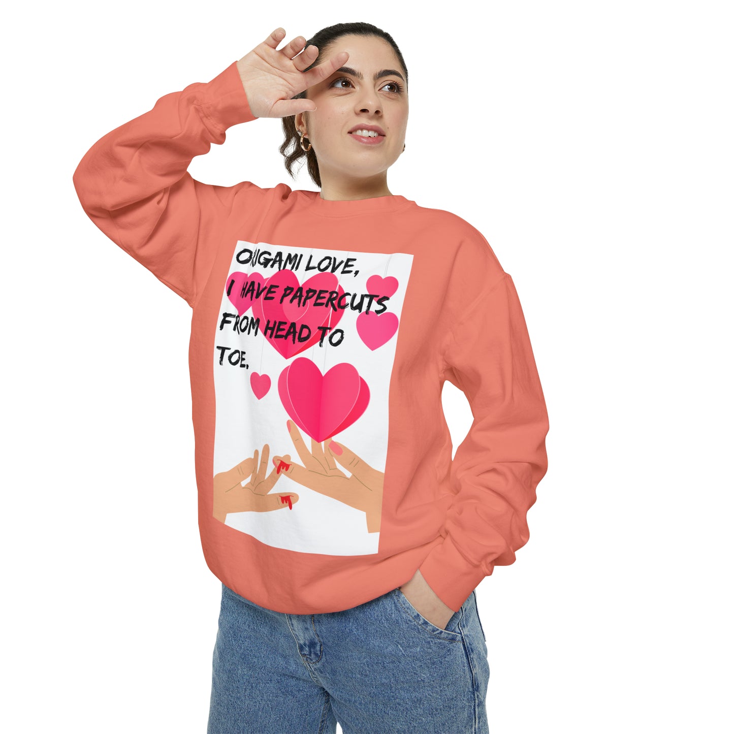 ORIGAME LOVE  Unisex Garment-Dyed Sweatshirt