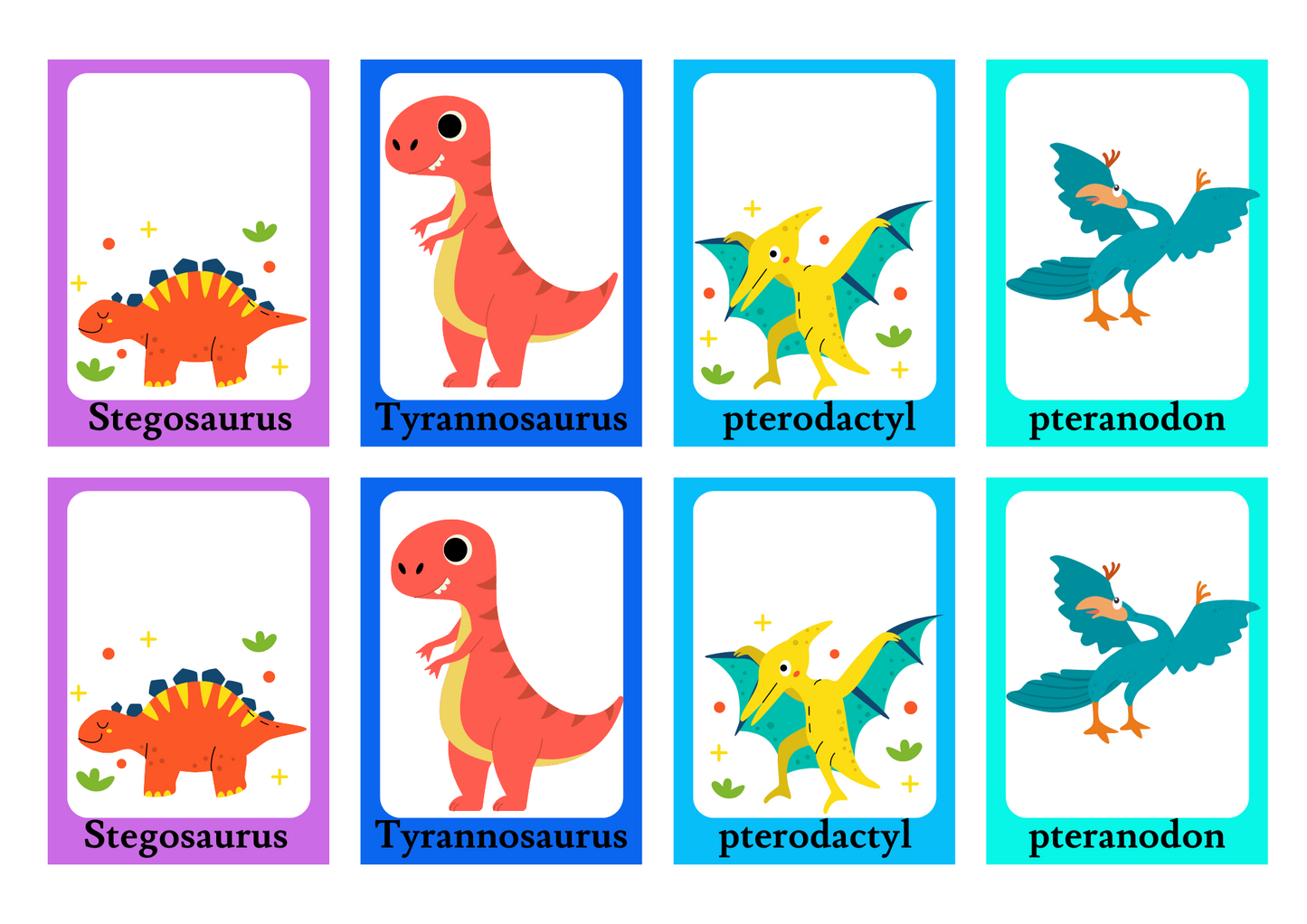 DINASOUR FLASHCARD: Memory And Matching Game: 56 CARDS (28 PAIRS)