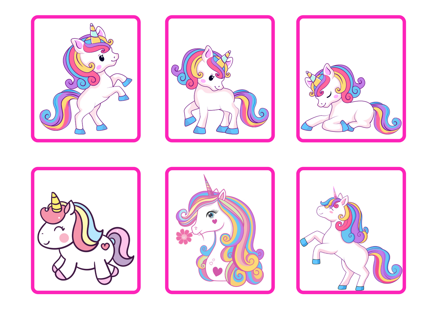 UNICORN FLASHCARD: Memory And Matching Game:  48 CARDS (24 PAIRS)