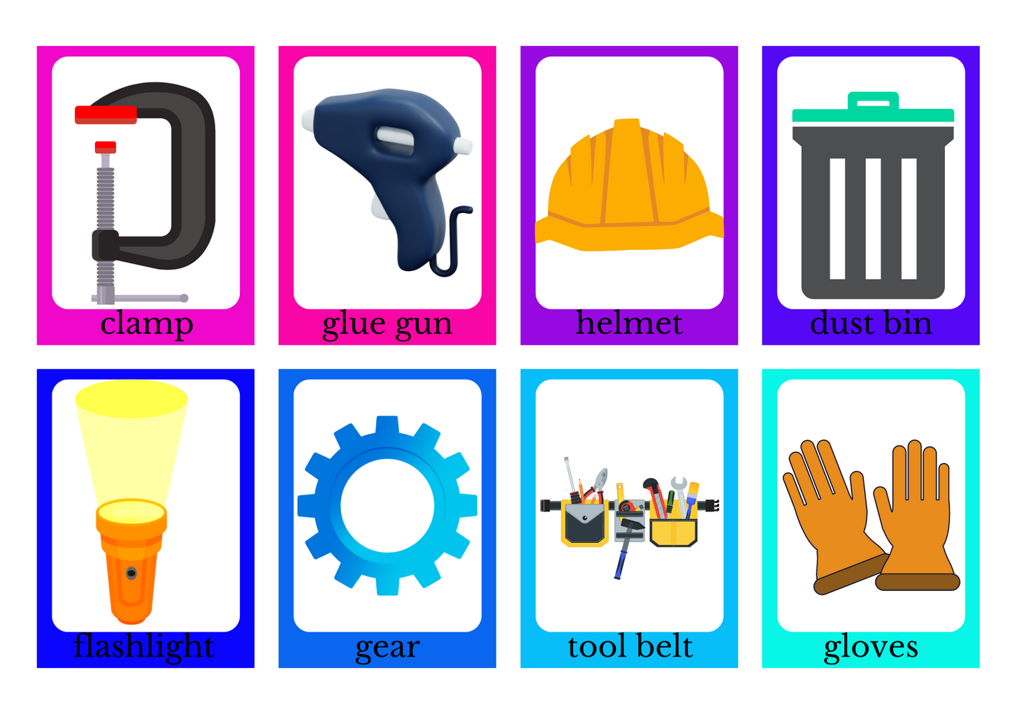 TOOLS FLASHCARD: Memory And Matching Game: 64 CARDS (32 PAIRS)