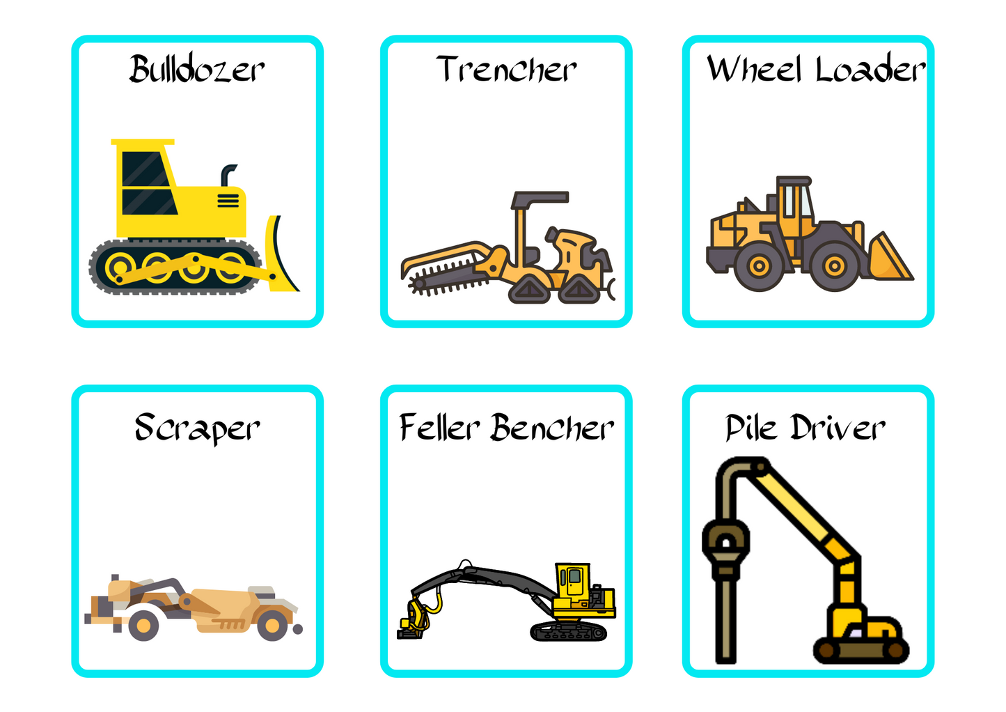 CONSTRUCTION VEHICLES FLASHCARD: Memory And Matching Game:  60 CARDS (30 PAIRS)