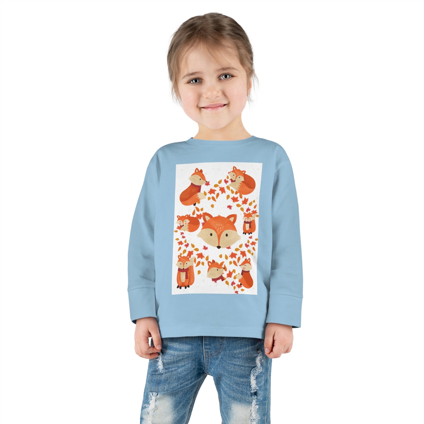 FOX AND LEAVES OF FALL Toddler Long Sleeve Tee
