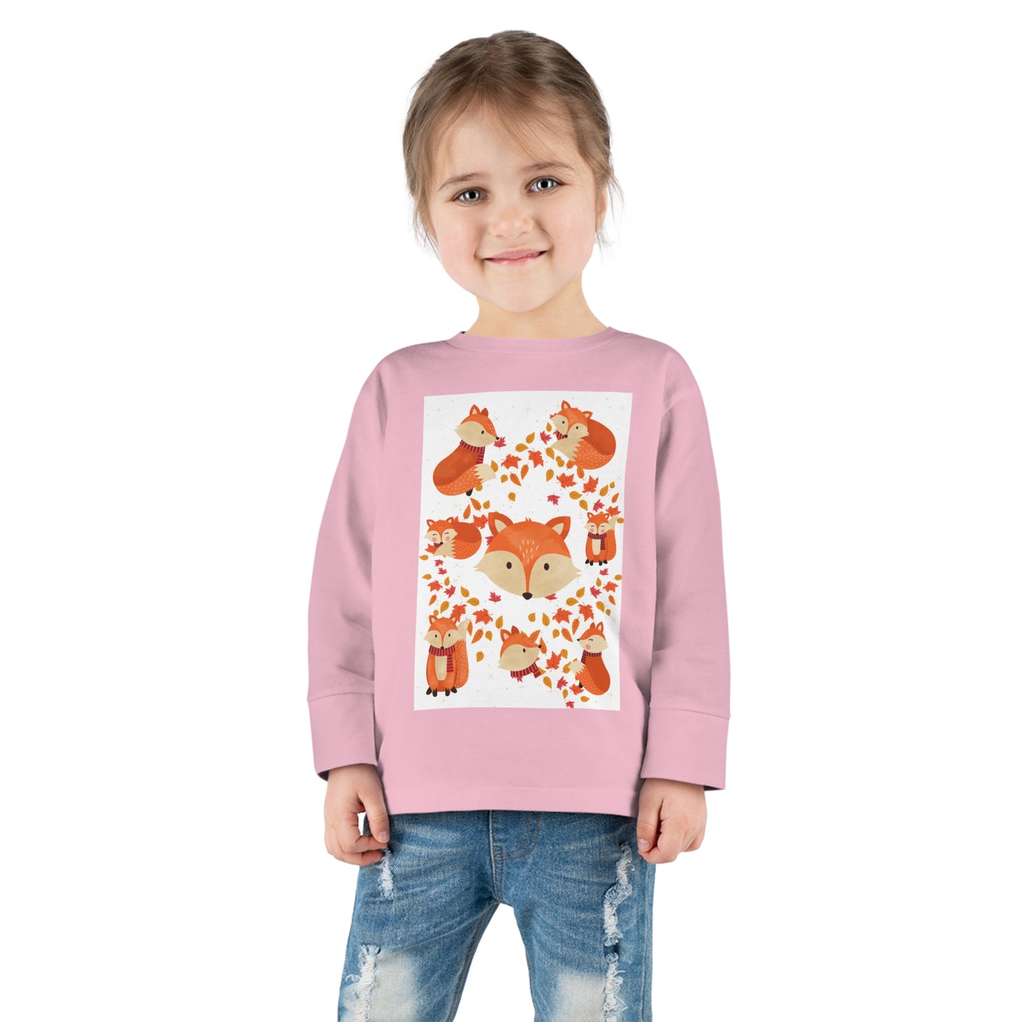FOX AND LEAVES OF FALL Toddler Long Sleeve Tee