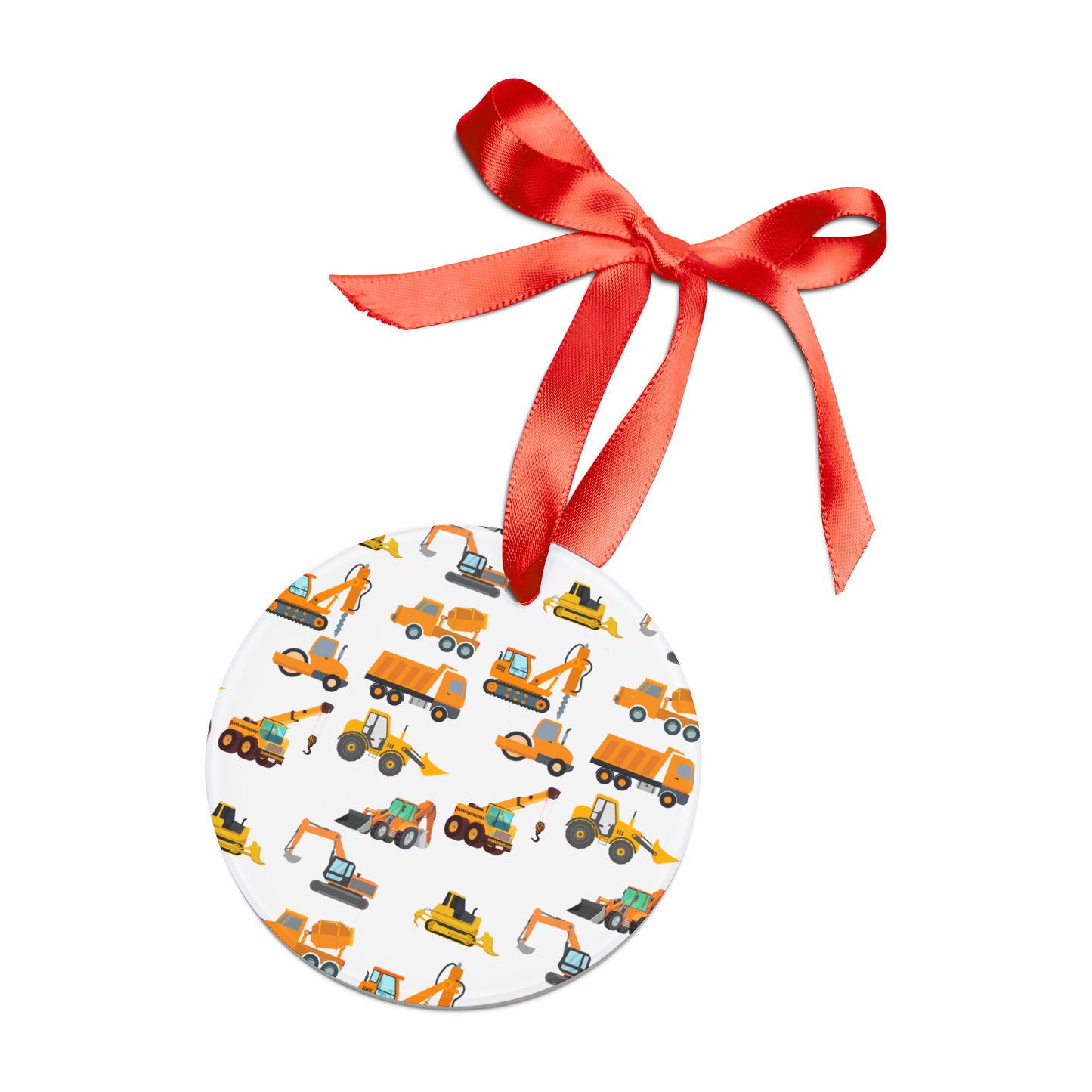 CONSTRUCTION VEHICLES Acrylic Ornament with Ribbon
