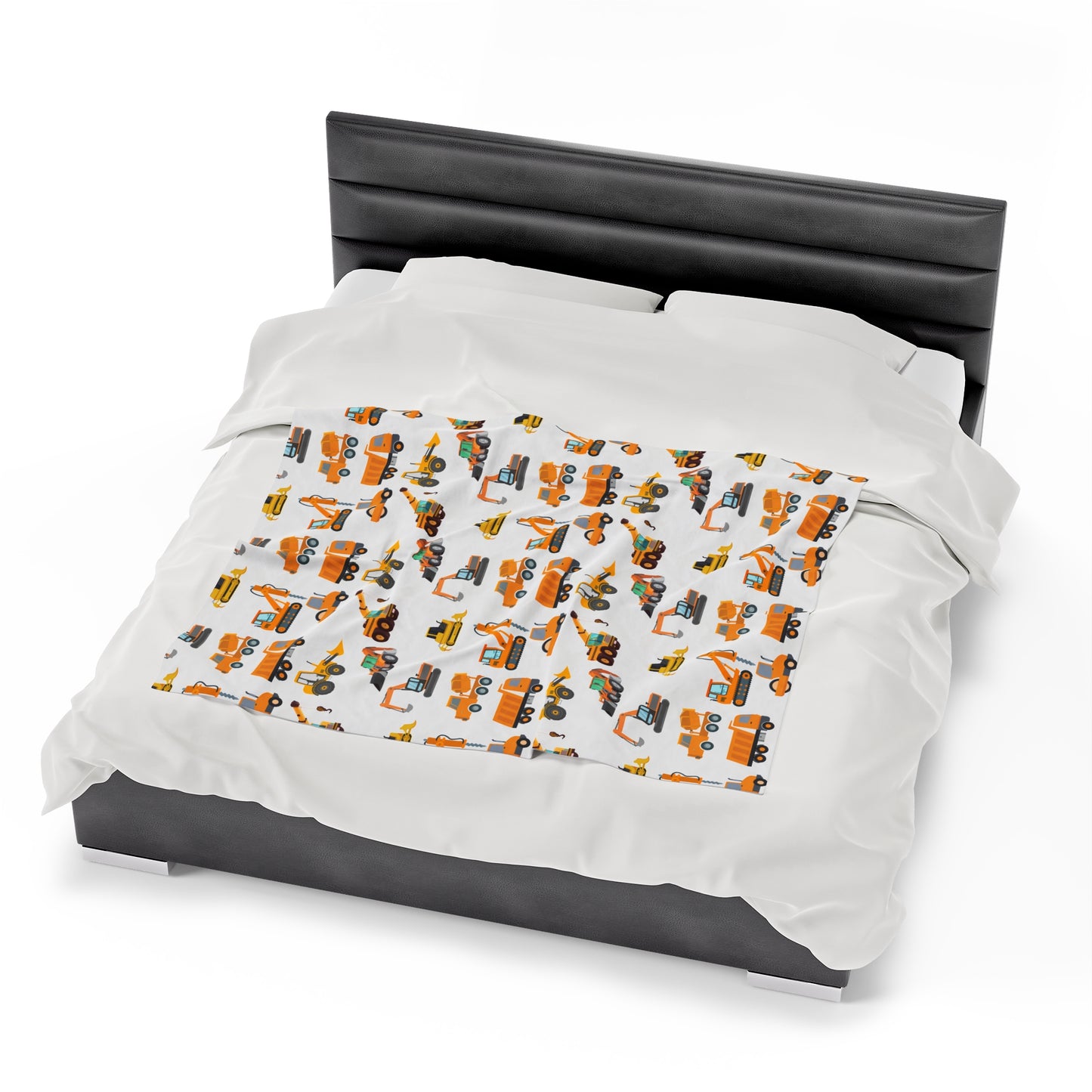 CONSTRUCTION TRUCKS Velveteen Plush Blanket