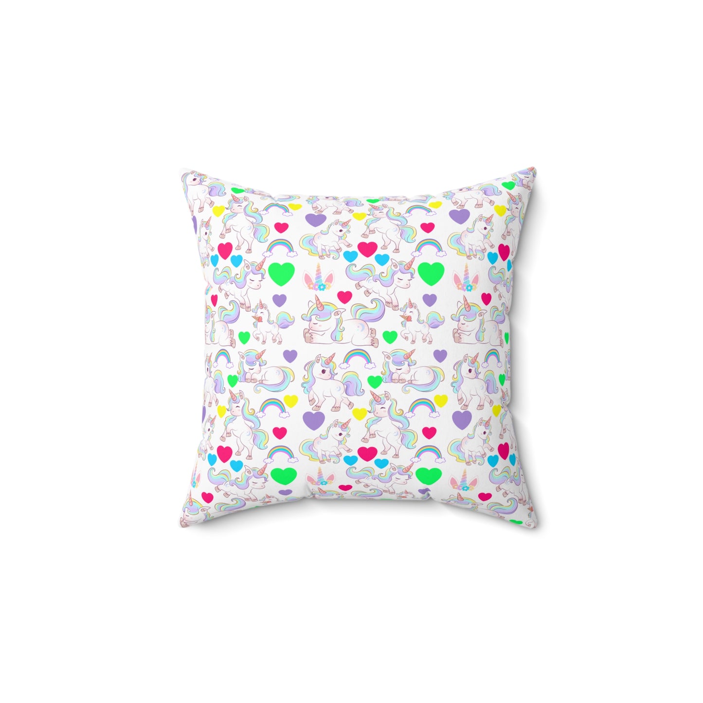 UNICORN LOVE Version 2  Spun Polyester Square Pillow For Girl's Room