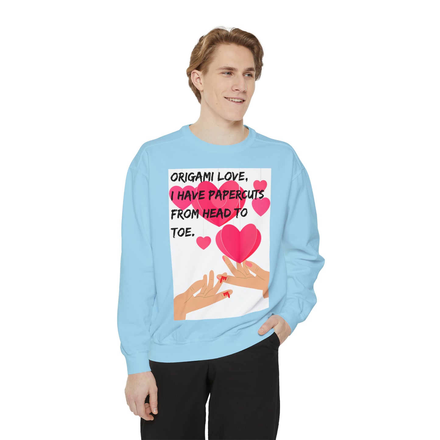 ORIGAME LOVE  Unisex Garment-Dyed Sweatshirt