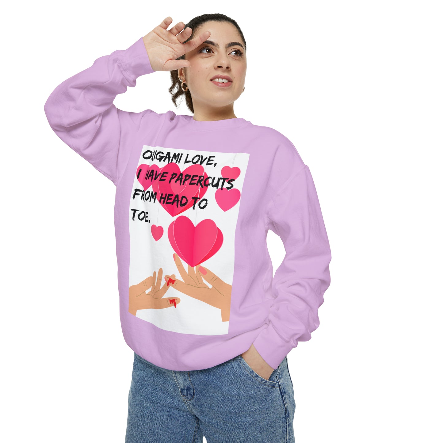 ORIGAME LOVE  Unisex Garment-Dyed Sweatshirt