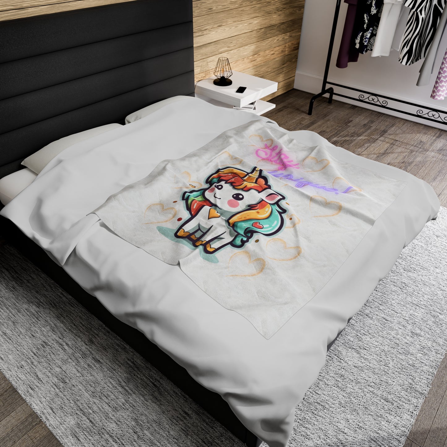 UNICORN LOVE Velveteen Plush Blanket