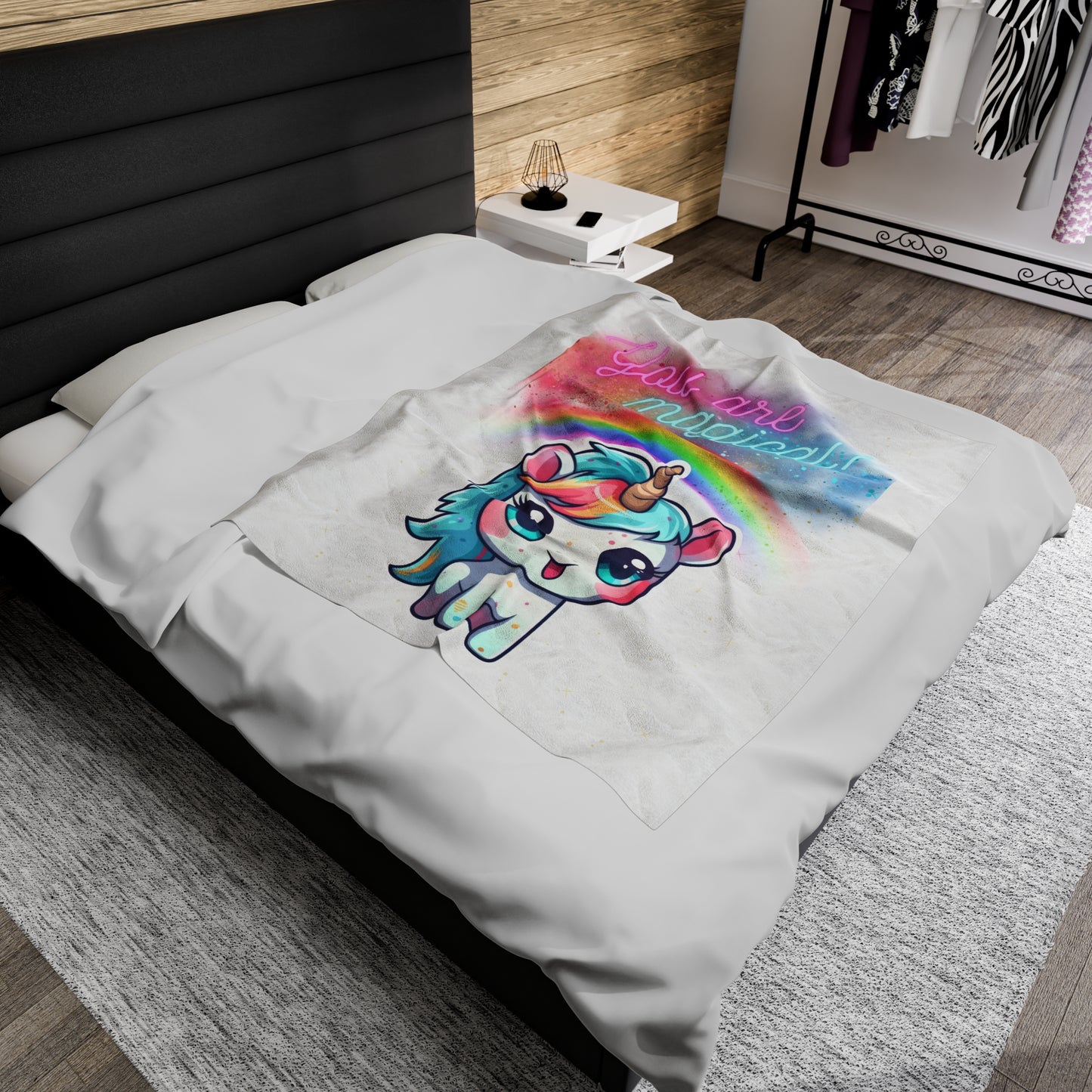 YOU ARE MAGICAL UNICORN LOVE Velveteen Plush Blanket