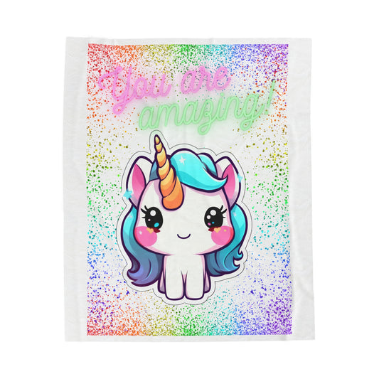YOU ARE AMAZING UNICORN LOVE Velveteen Plush Blanket