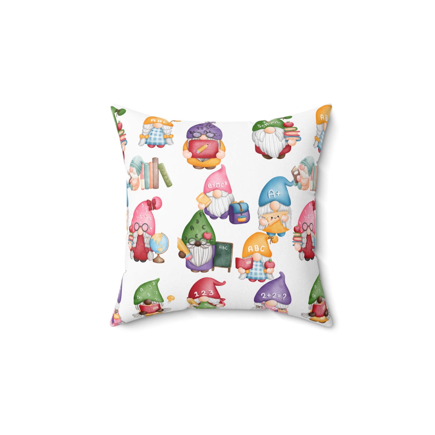 GNOMES GO BACK TO SCHOOL  Spun Polyester Square Pillow For Girl's Room