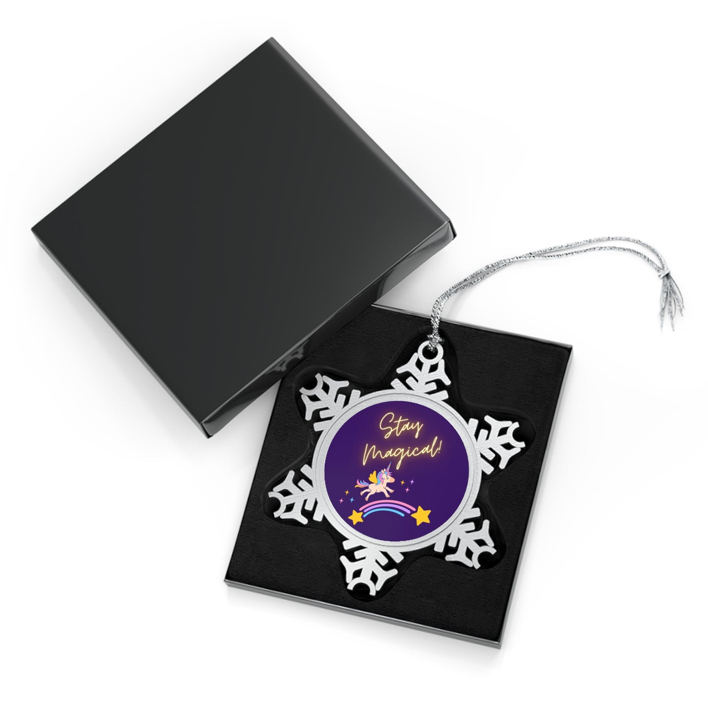 STAY MAGICAL UNICORN LOVE Pewter Snowflake Ornament