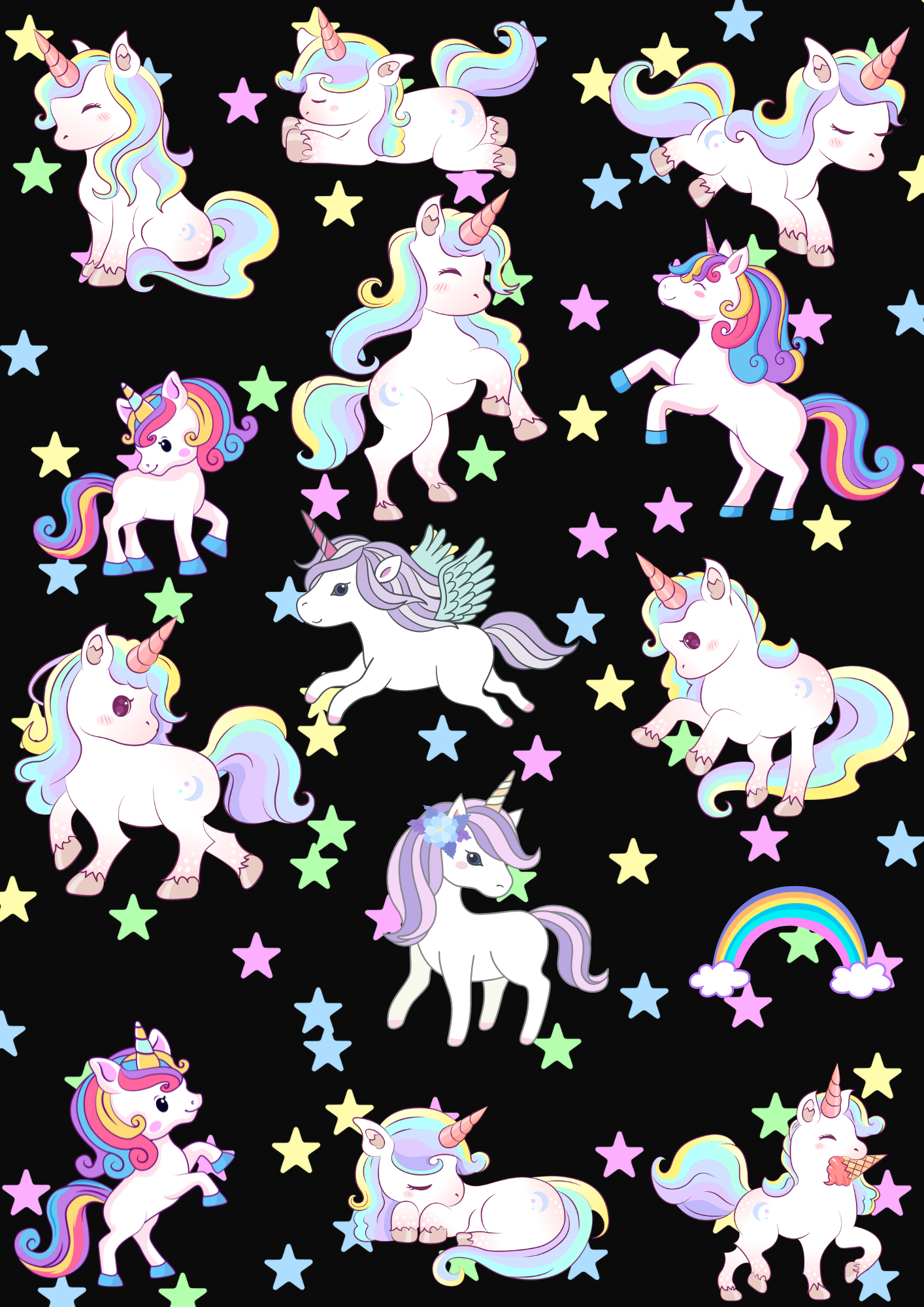 Seamless Unicorn Fabric For Kids Room, Curtains, Pillows, Clothes, Sheets, Crafting, Sewing, Dresses
