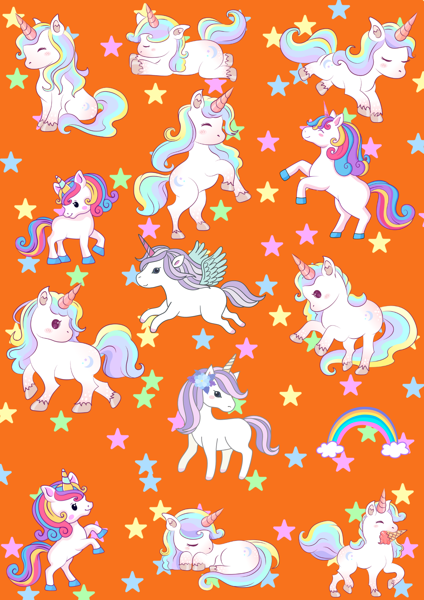 Seamless Unicorn Fabric For Kids Room, Curtains, Pillows, Clothes, Sheets, Crafting, Sewing, Dresses