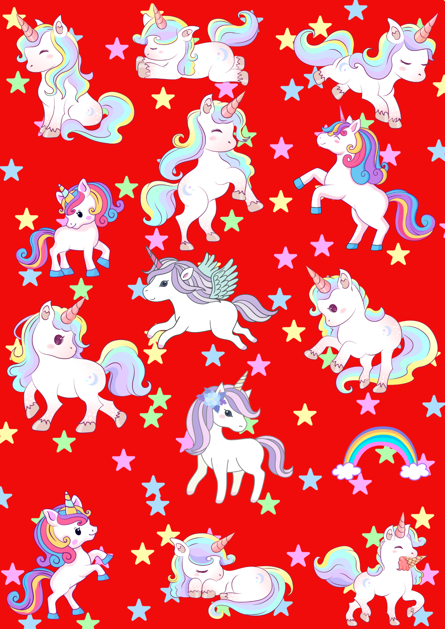 Seamless Unicorn Fabric For Kids Room, Curtains, Pillows, Clothes, Sheets, Crafting, Sewing, Dresses